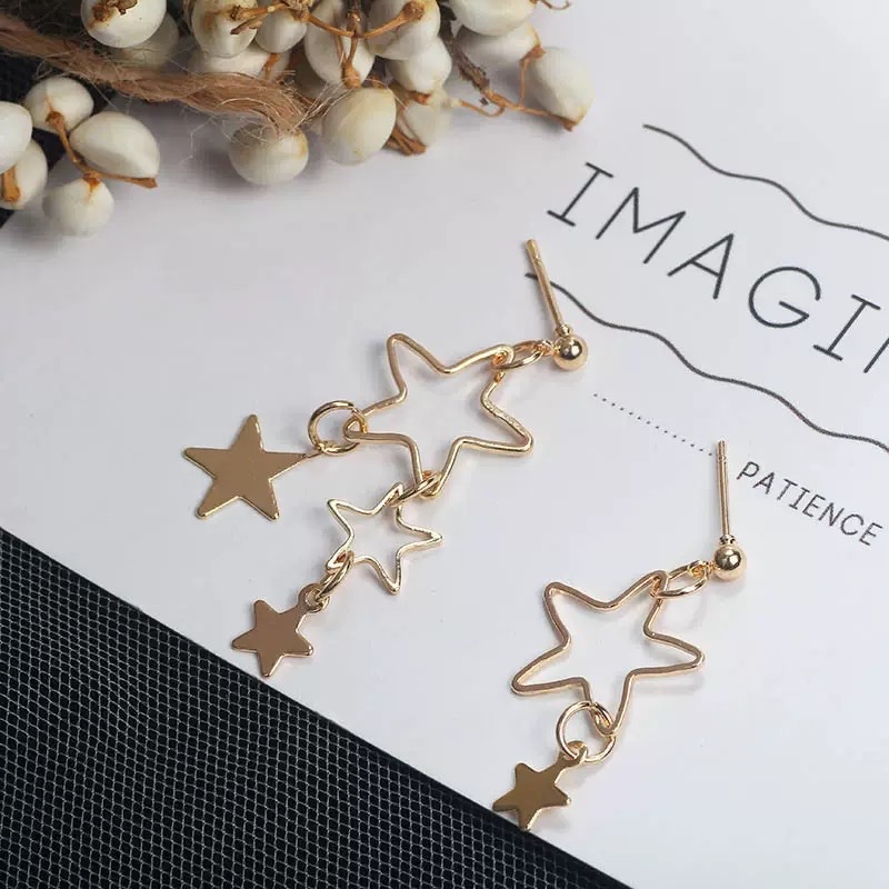 Anting Tusuk Gantung Bintang Emas Anting Pesta