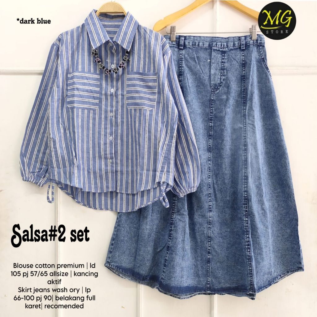 fashion setelan wanita kekinian salsa#2 set/set rok jeans wanita modern/setelan rok jeans wanita ter