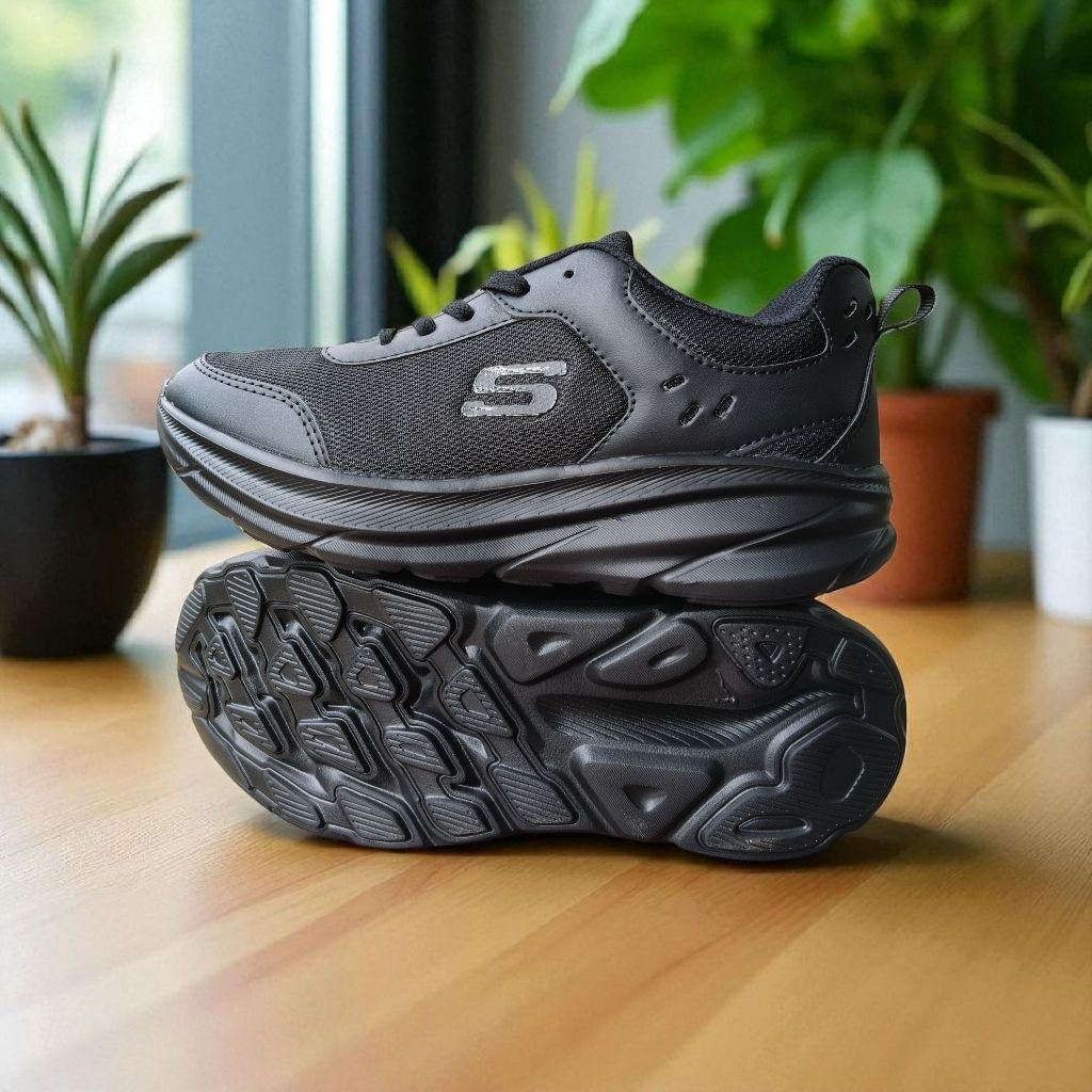 Sepatu Skechers Full Hitam Pria Wanita Size 38-44 Sepatu Sekolah Skneakers Casual Kerja Santai