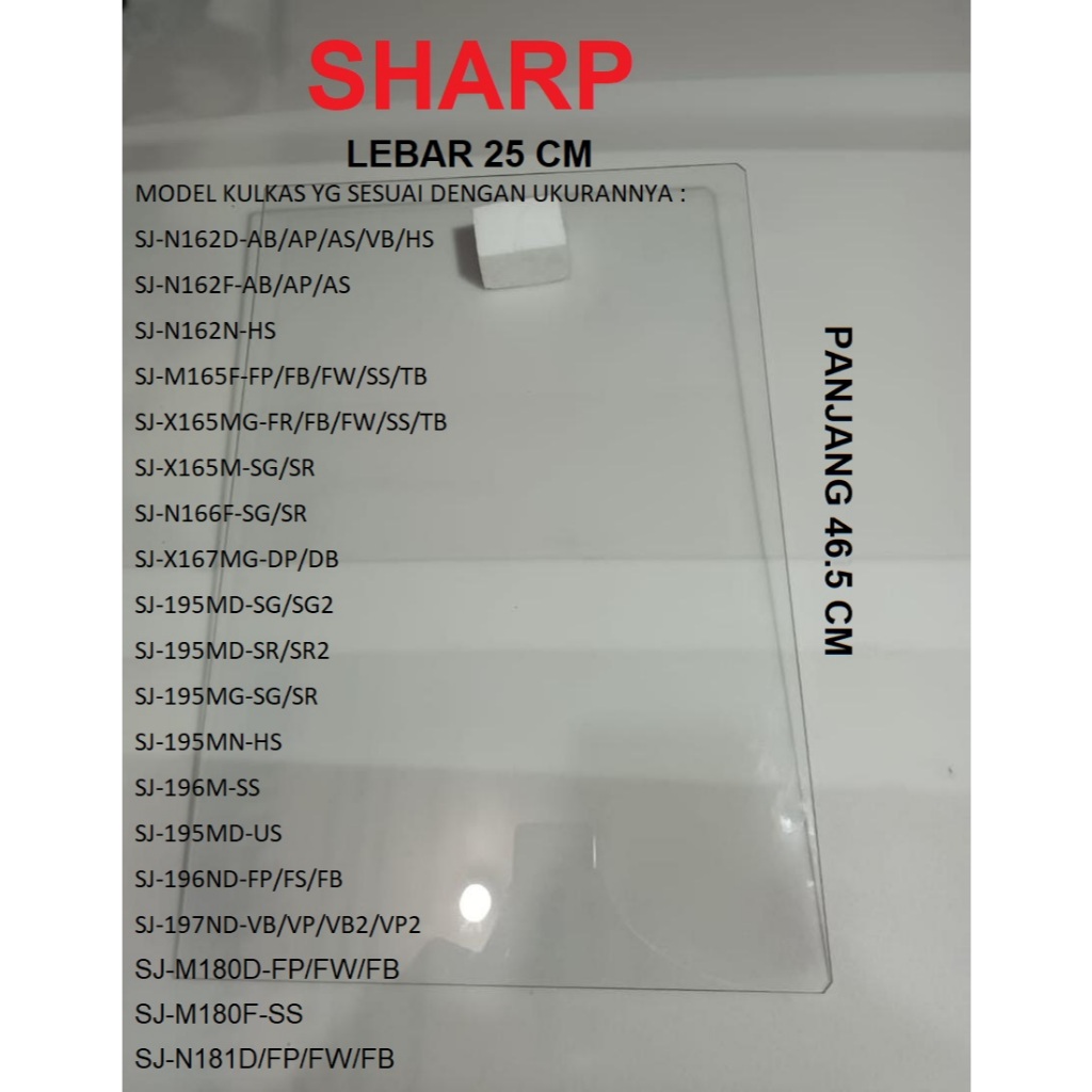 ORIGINAL RAK TENGAH RAK KACA TEMPERED GLASS KULKAS SHARP 1 PINTU 2 PINTU Original 100%
