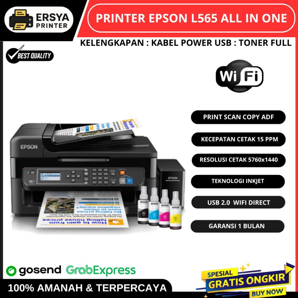 Printer Epson L565 Wifi All In One Siap Pakai