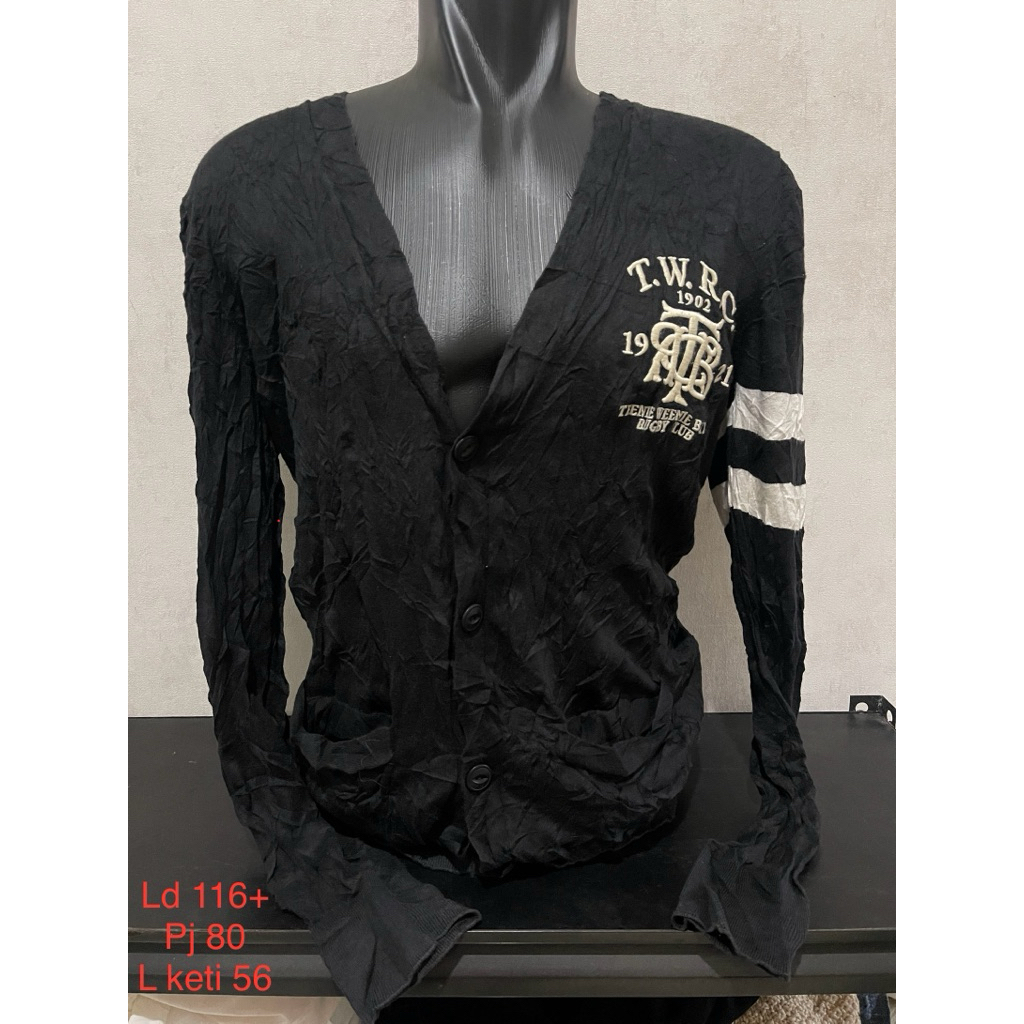 Teenie weenie cardigan rajut cardigan knit pria warna hitam size L