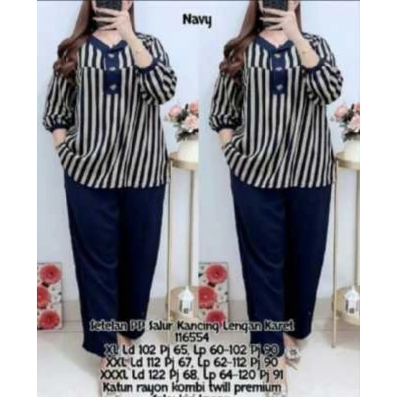 SETELAN WANITA MOTIF SALUR | SETELAN WANITA RAYON TWILL | SETELAN WANITA SALUR LENGAN PANJANG