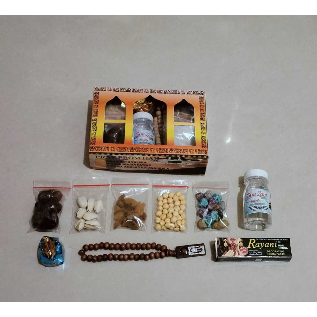 

Oleh-oleh Haji dan Umroh / Paket Oleh-oleh Haji dan Umroh Custom Isi per 20 pcs