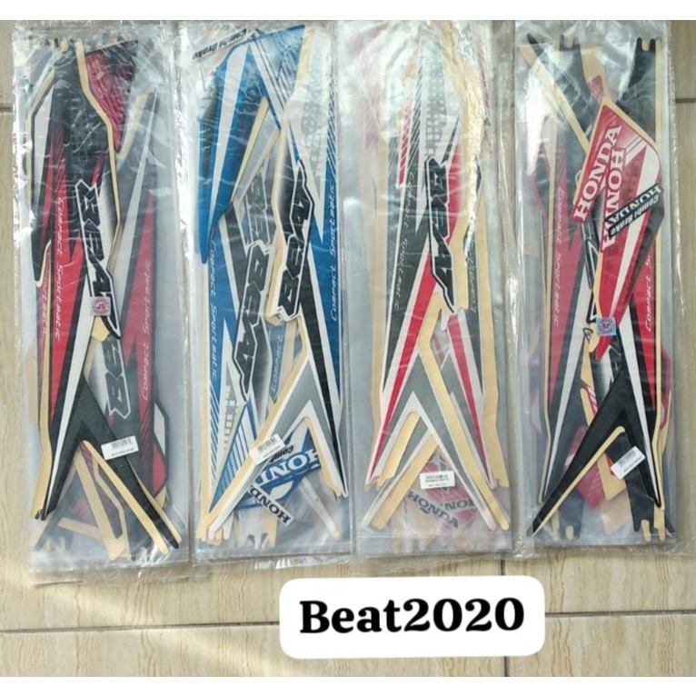 ●Sticker Beat ESP 2020 Putih List Merah - Striping List Body Original Beat ESP