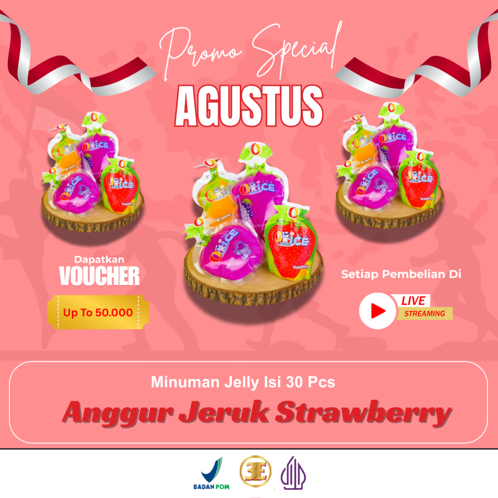 

Promo/Sale/OICE/Minuman/Juice/Jus/Jelly/Jeli/Ager Rasa Buah/1 Pack 10 Pcs (Harga 3 Pack)