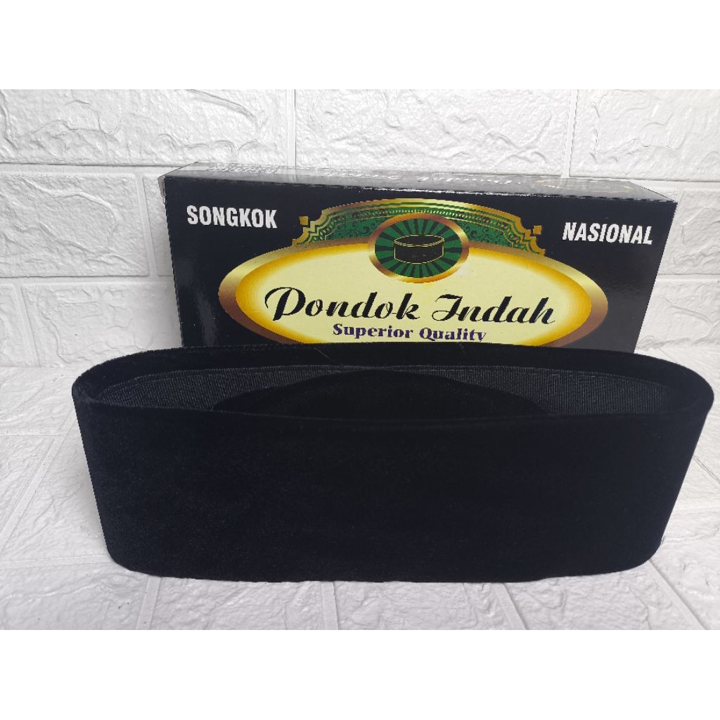 Peci Songkok Kopiah Pondok Indah Original Hitam Polos AC Laki-Laki Anak dan Dewasa Kualitas Istimewa
