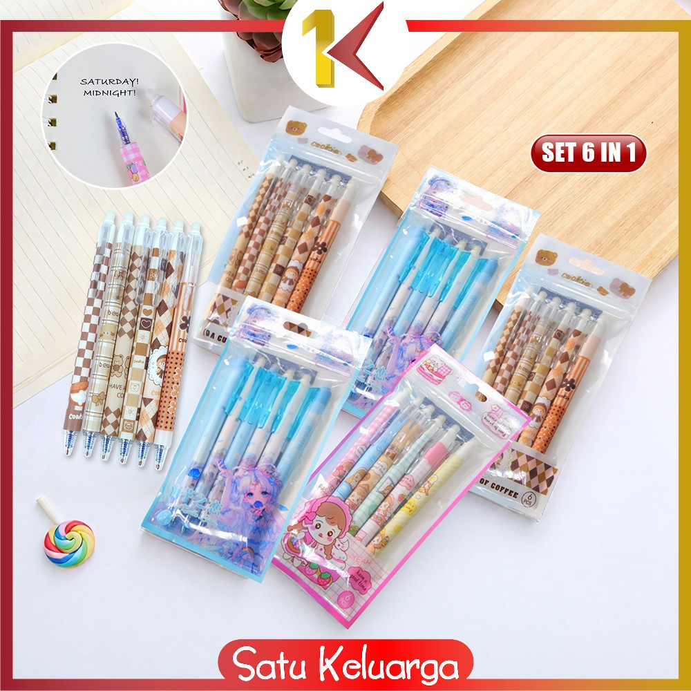

SK-A68 Pulpen Set 6IN1 0.5MM Tinta Bisa di Hapus Motif Karakter Lucu / Eraseble Pen Set Cetek Cetekan Kartun / Pena Mekanik Anak Sekolah / Eraser Pen ST