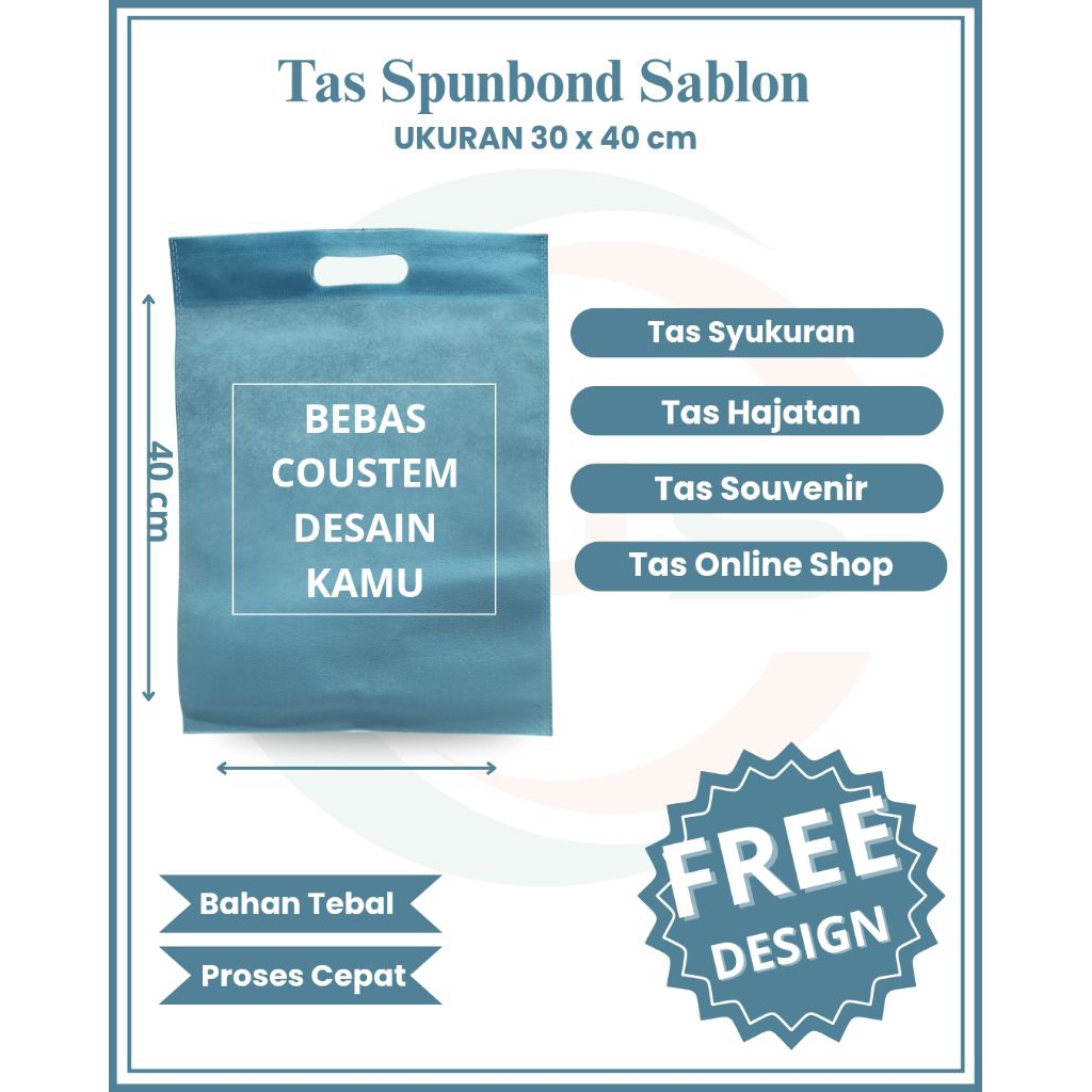 

(Per pcs) Tas spunbond 30x40 sablon tas oval 30x40 sablon tas custom sablon tas oleh-oleh haji tas untuk souvenir tas online shop tas hampers tas souvenir murah