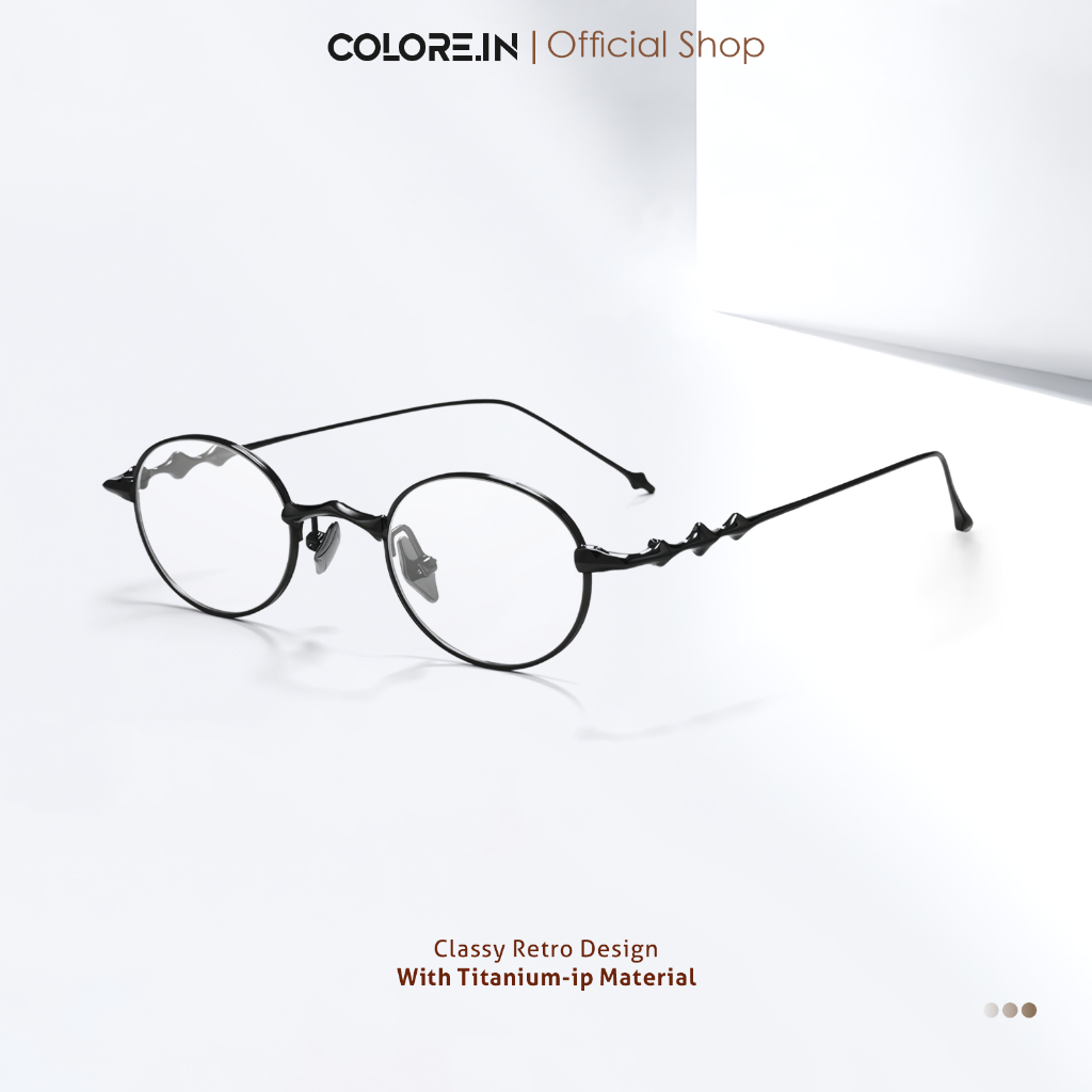 Colore.in Kacamata Anti Radiasi Photocromic Minus Bahan Titanium-IP Pria Wanita Unisex Oval SK3004