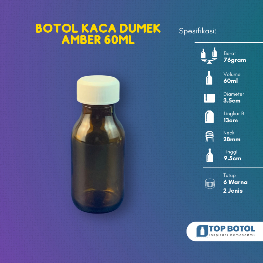 (Paket isi 24pcs) BOTOL DUMEK COKLAT 60ML BOTOL KACA AMBER 60ML BOTOL OBAT 60ML BOTOL KACA 60ML KEMA