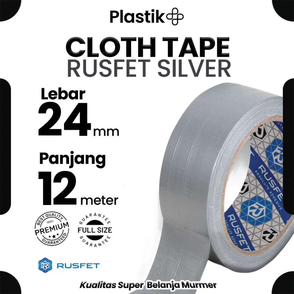 

Lakban Kain Silver 24mm x 12m (Cloth Tape) Isolasi / Solatip Kain Merek Rusfet Harga Ecer Termurah