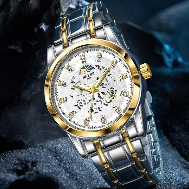 Jam Tangan Pria Kronograf Otomatis (Kotak Gratis) / Jam Tangan Pria Otomatis AIYISHI 1803