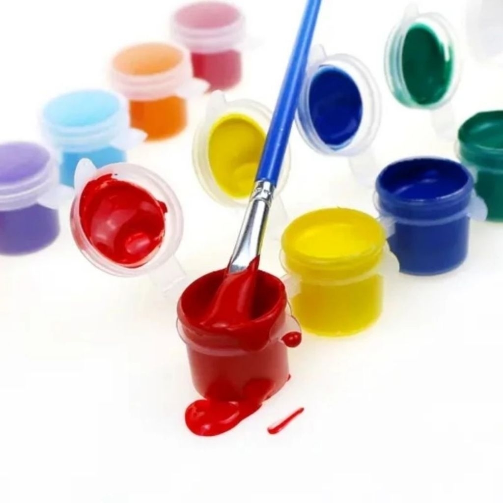 

Cat akrilik 20ml siap pakai+ Kuas - Cat lukis + kuas ekonomis -Cat air kanvas painting