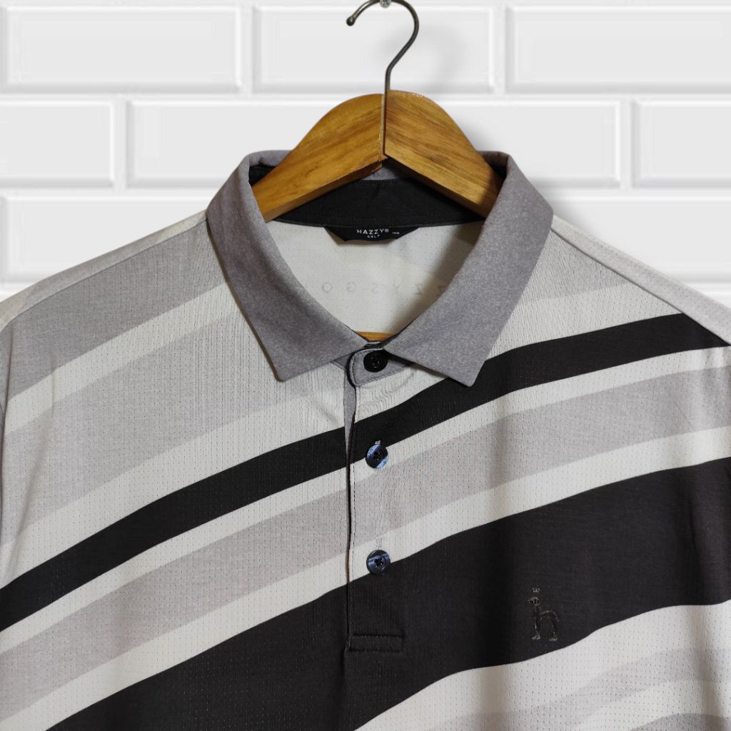 HAZZYS GOLF Kaos olahraga berkerah pria, pakaian olahraga pria atasan pria