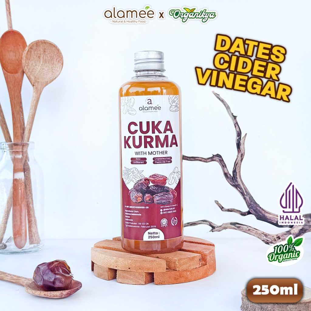

ALAMEE Cuka Kurma With Mother Original Dates Cider Vinegar Fermentasi Herbal 250ml organikya