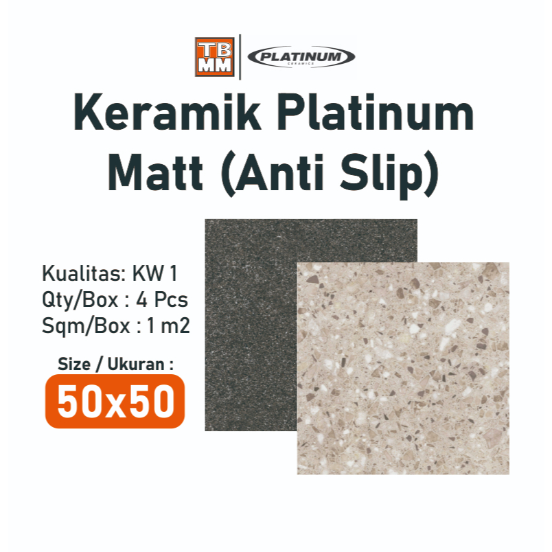 Keramik Lantai Teras Garasi Kamar Mandi Anti Slip Tidak Licin 50x50 Platinum