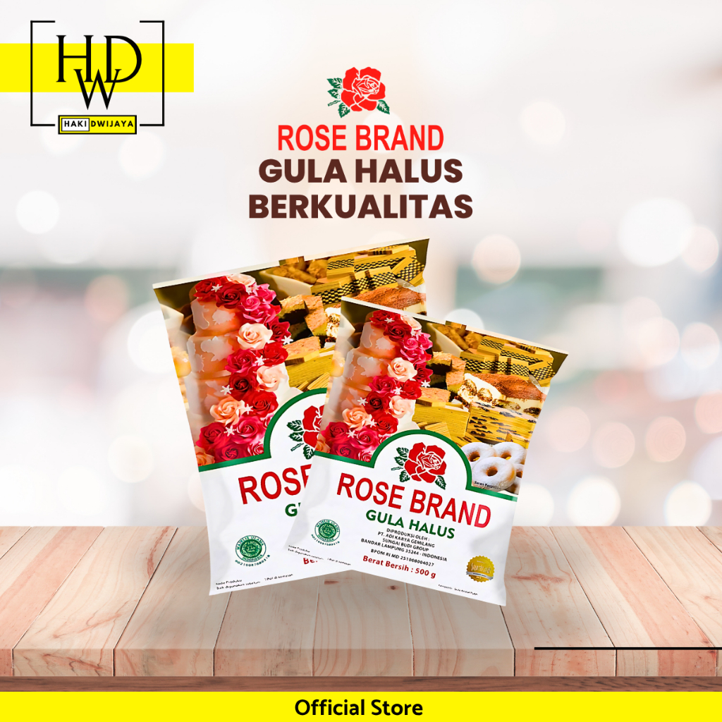 

Rose Brand Gula Halus Tekstur Lembut & Putih Bersih Cocok untuk Kue & Taburan
