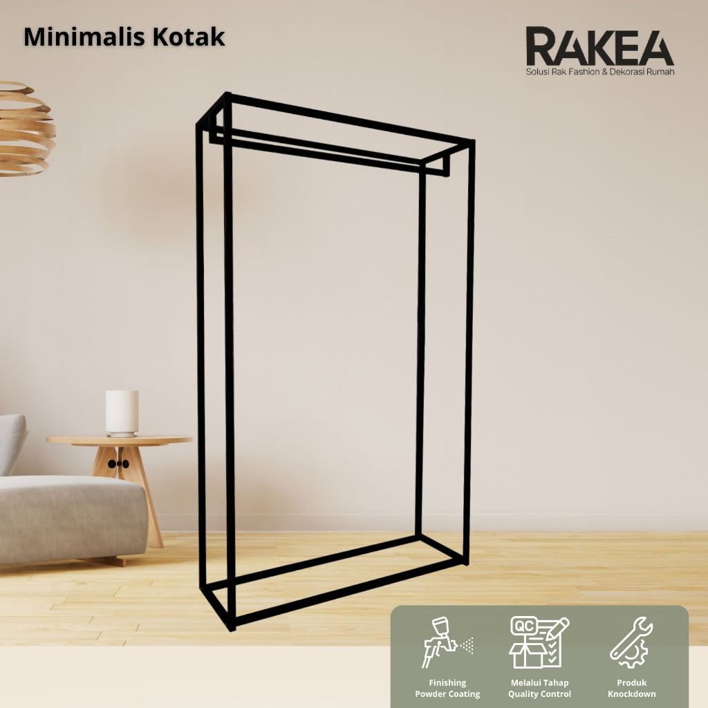 GAWANG MINIMALIS KOTAK - RAK BAJU BESI HOLLOW MINIMALIS KNOCKDOWN UNTUK DISPLAY BUTIK - RAKEA