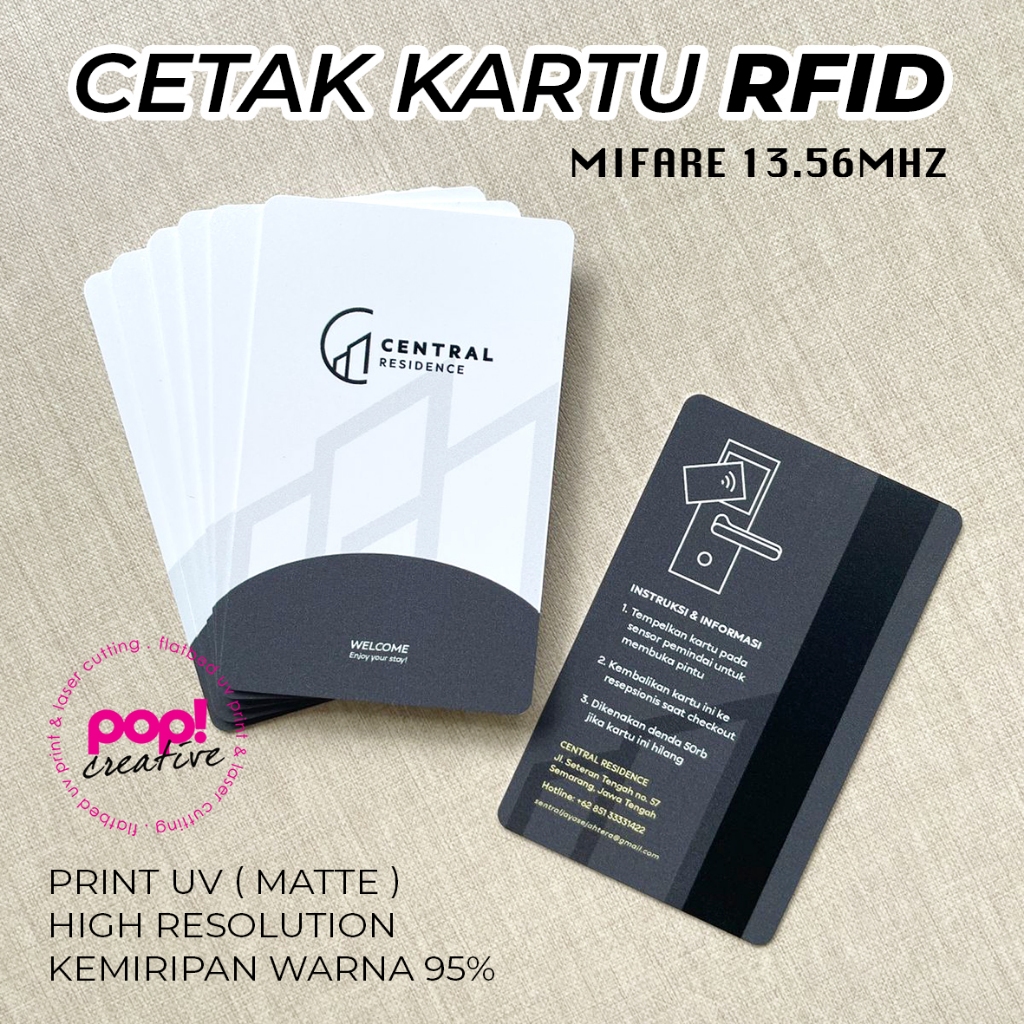 

Cetak Kartu RFID Printing Mifare 13.56MHz PVC ID Card Access Print UV Hotel Apartment Kantor