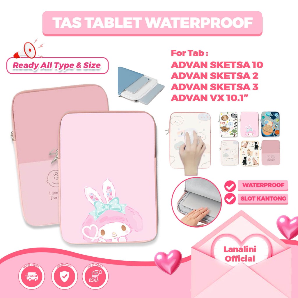 Sleeve Case ADVAN Tab Sketsa 3 2 1 A10 A8 Xtab VX Belajar Plus Elite 7 X7 Pro 10.1 Inch 10 11 inch S