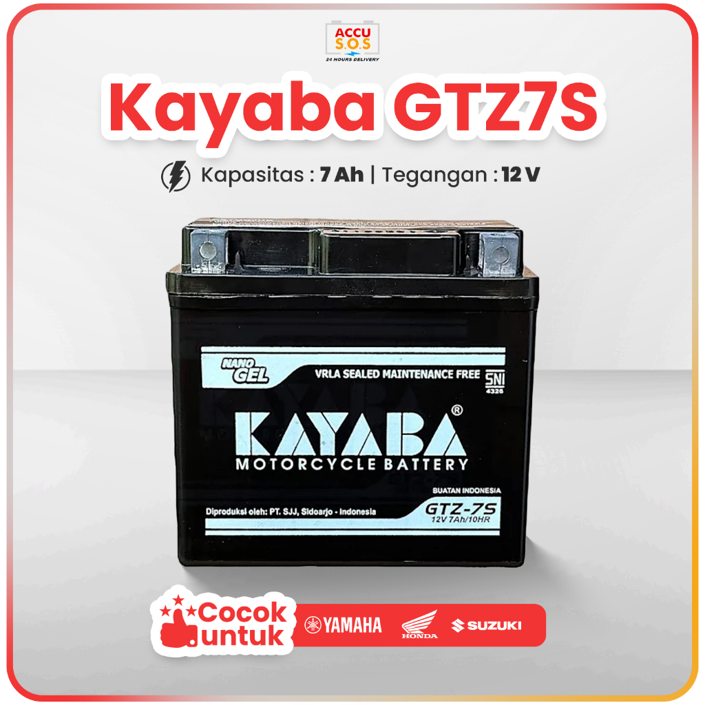 Aki Motor KAYABA GTZ7S 12V 7Ah Aki Kering - Untuk ADV 150, PCX 150, Vario 125/150, dan NMax 155