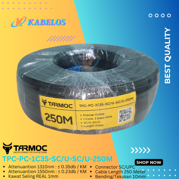 Kabel FO 250 Meter | Precon 250M | Dropcore Preconnectorized 250Meter