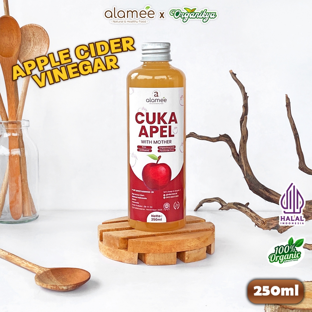 

ALAMEE Cuka Apel Original Vinegar With Mother Organik Apple Cider Vinegar Sari Buah 250ML organikya