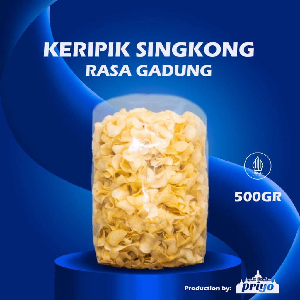 

Keripik Singkong Gadung Asli Magelang 500g Renyah Gurih | Priyo Snack Borobudur Halal Fresh