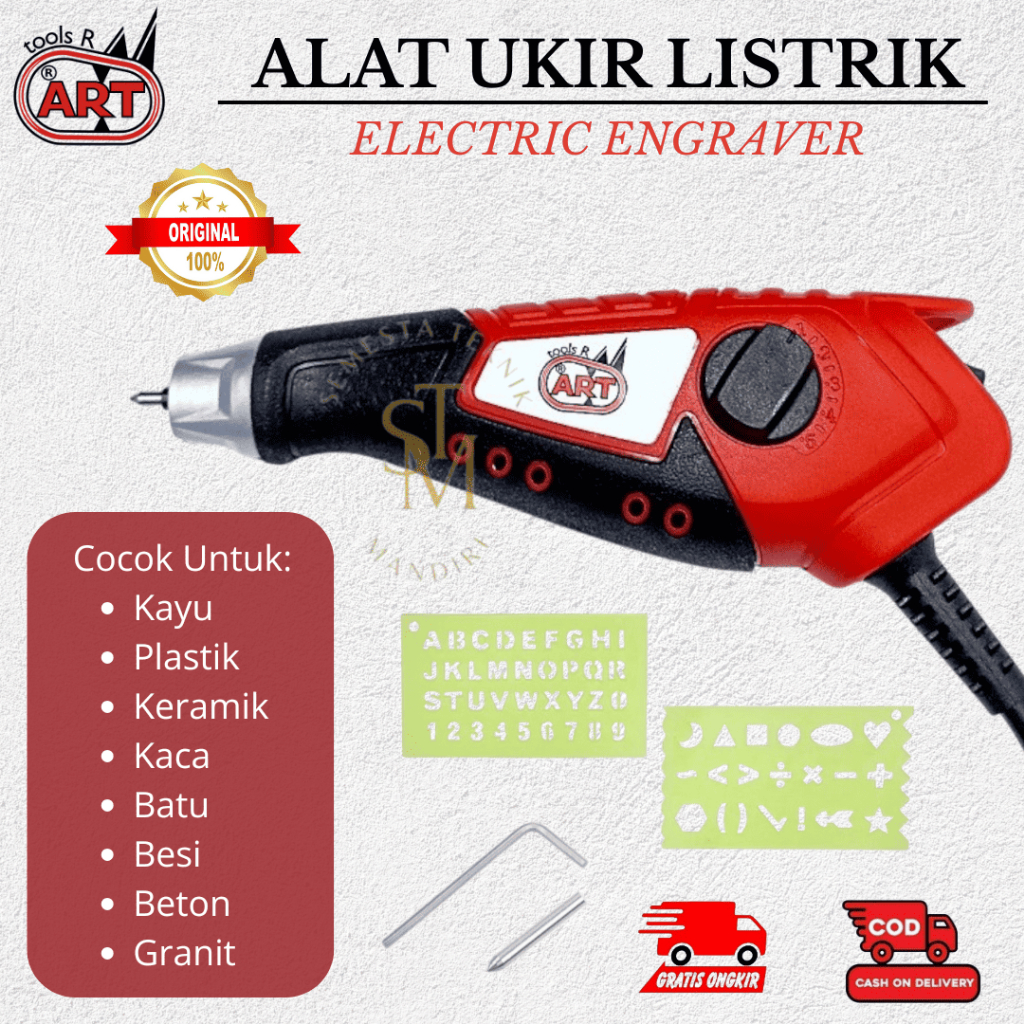 Alat Ukir Pengukir Listrik Electric Engraver Mesin Grafir 15W ART - Ukir Nama Giok Batu Kaca Besi Ak
