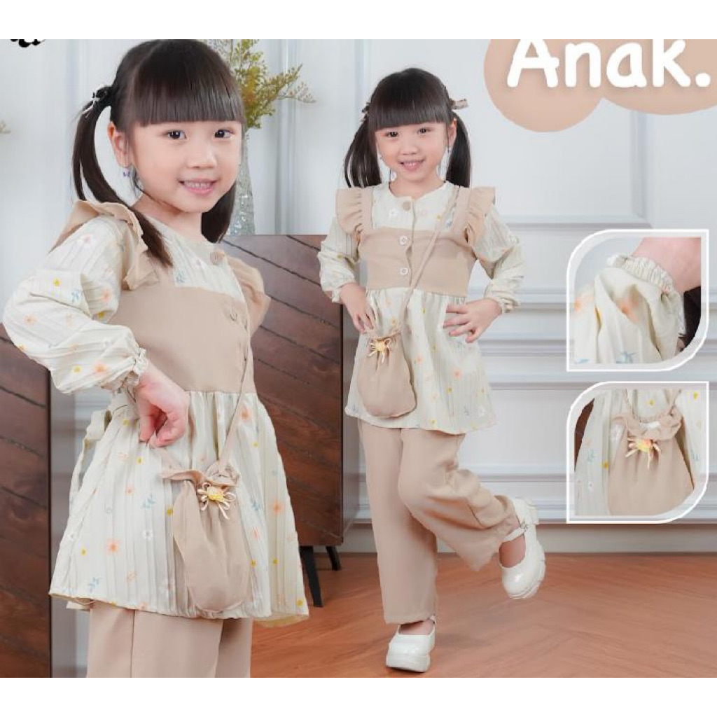 Setelan Anak Perempuan Terbaru Usia 3-12 Tahun | Baju Set Cewek Lengan Panjang Modis & Nyaman