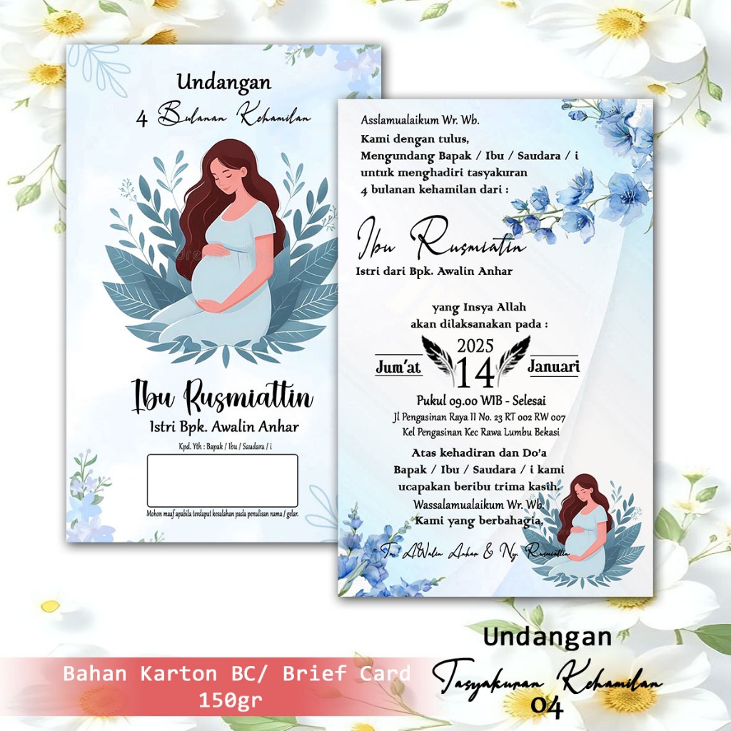 UNDANGAN KEHAMILAN 4 BULANAN / 7 BULANAN UNDANGAN WALIMATUL HAMLI KARTU UCAPAN UNDANGAN AQIQAH SYUKU