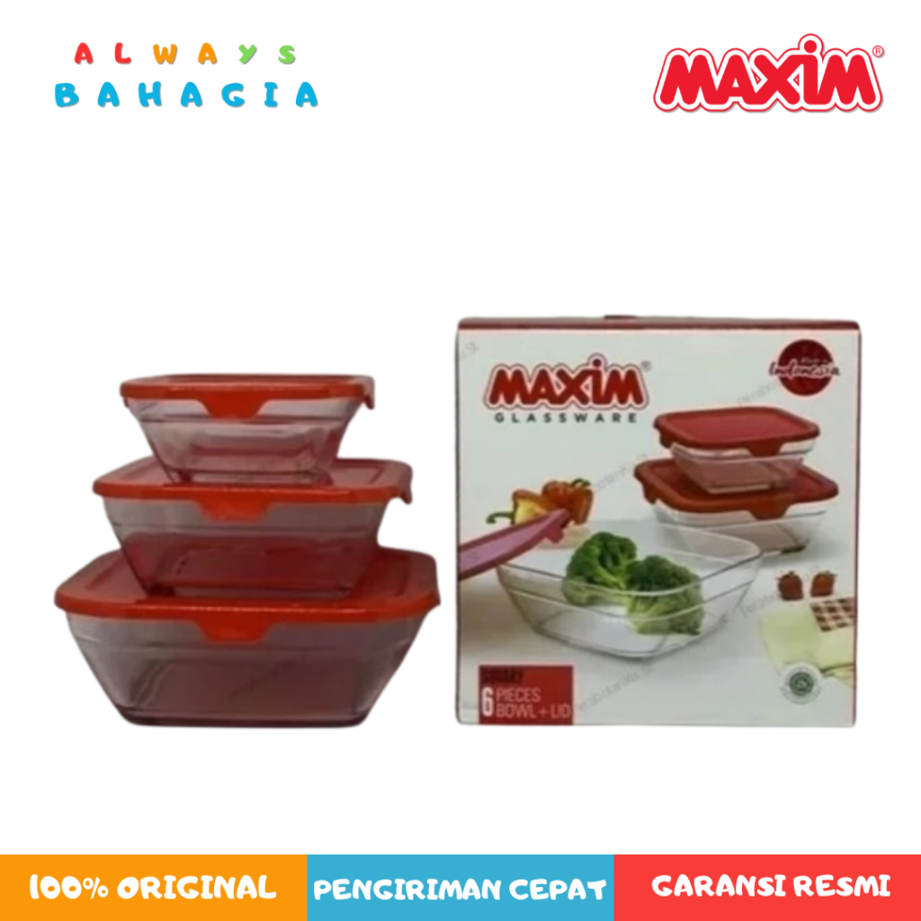 MAXIM Glassware 6pcs ( 3Toples + 3 Tutup Plastik )