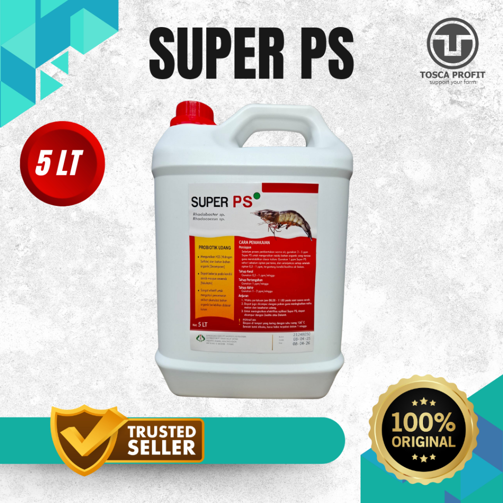 SUPER PS Probiotik Udang Dan Ikan 5 Liter – Meningkatkan Kesehatan & Pertumbuhan Udang Dan Ikan
