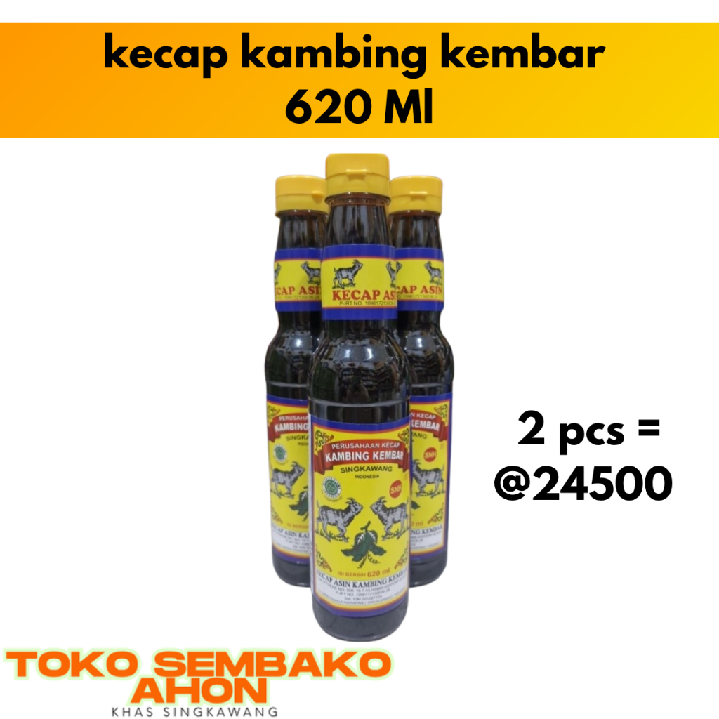 

Kecap Kambing Kembar Kalimantan 620 ml Plastik / Kecap Asin Kambing Dua Kalimantan / Kecap Botolan Kambing Kembar / Kecap Kalimantan Asin Khas