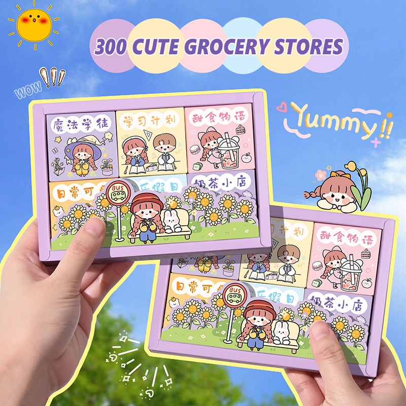 

300pcsset stiker DIY untuk hiasan diary Stiker karakter lucu Stiker perekat Stiker kertas Stiker pola kecil