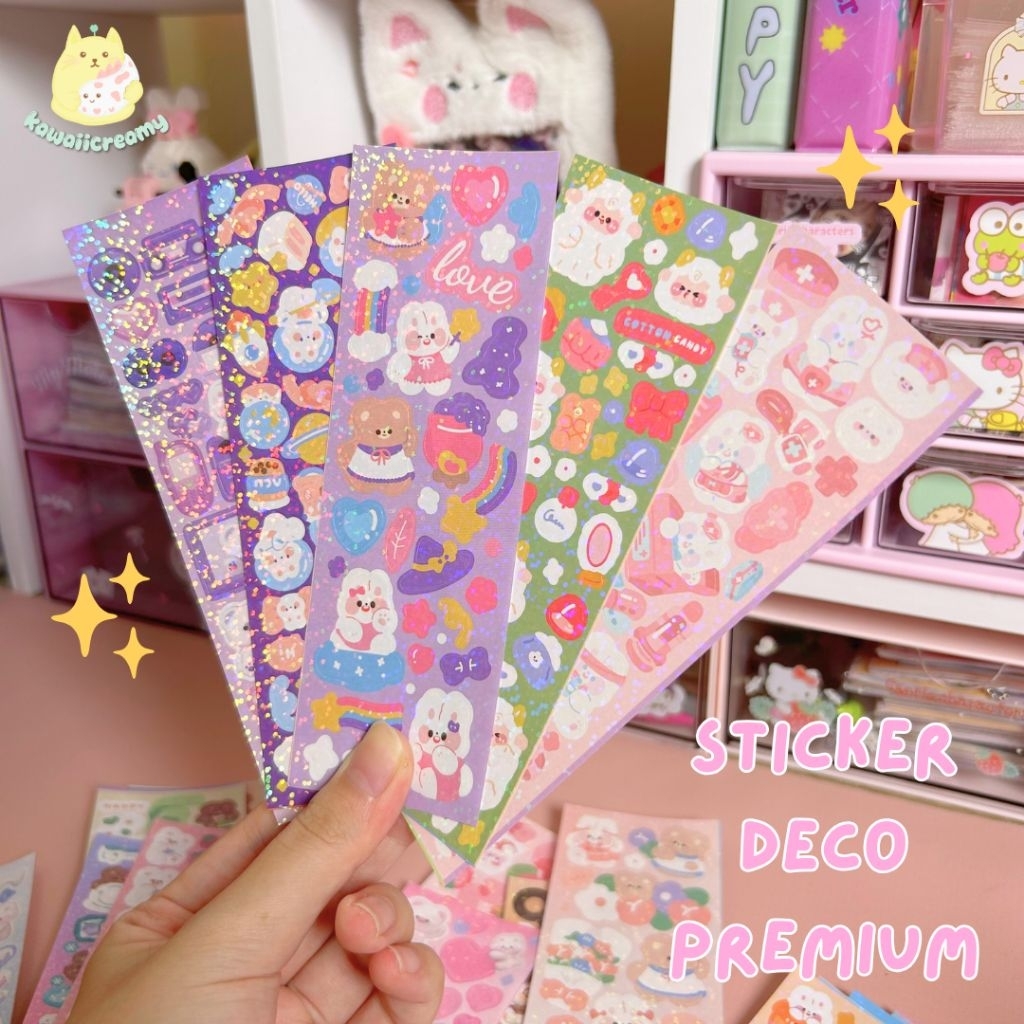 

STICKER DECO PREMIUM - DIY STICKER AESTHETIC KOREA KPOP JOURNALING ISI 10 GLITTER HOLOGRAM - REALPICT