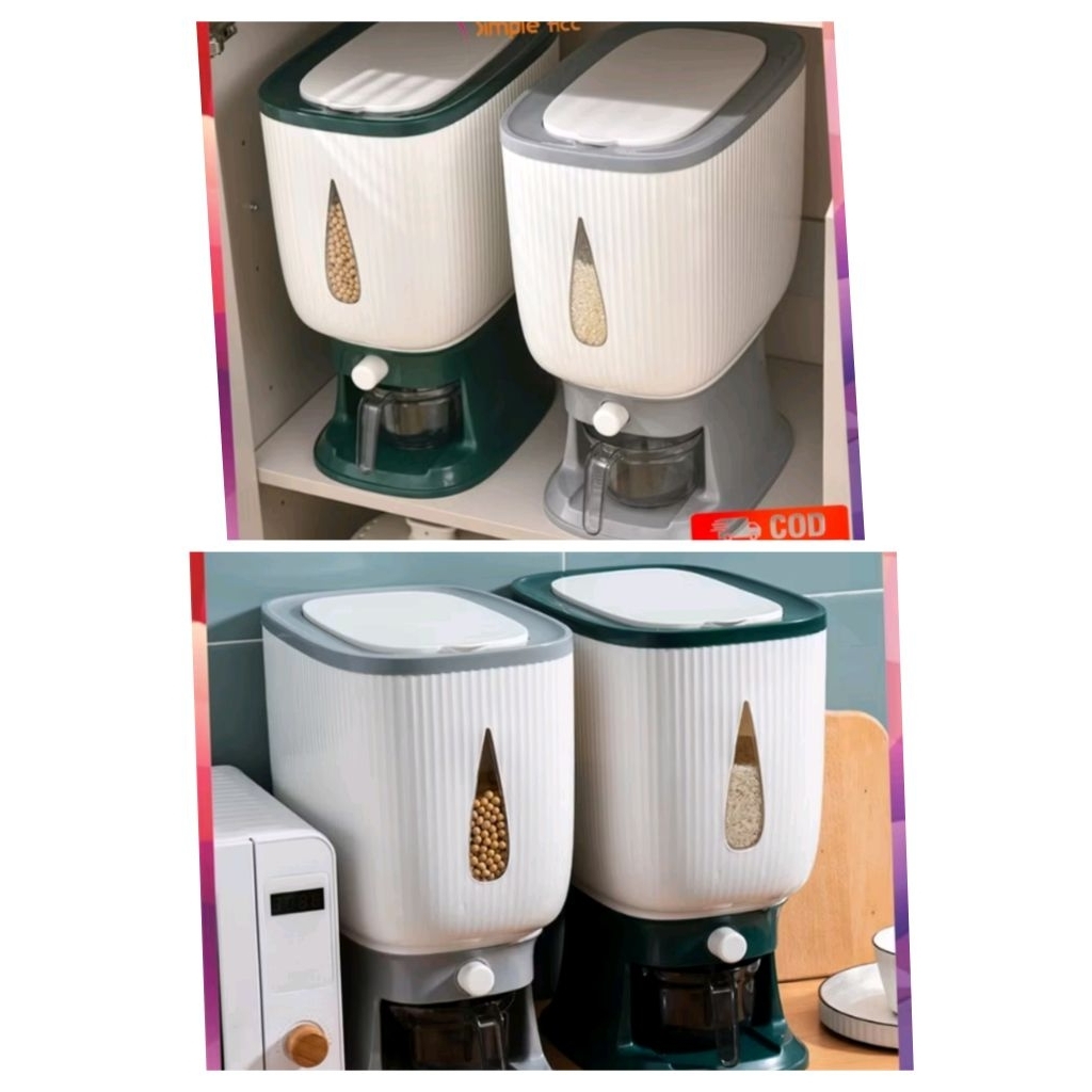 DISPENSER BERAS 3D- 10Kg - TEMPAT PENYIMPANAN BERAS SERBAGUNA
