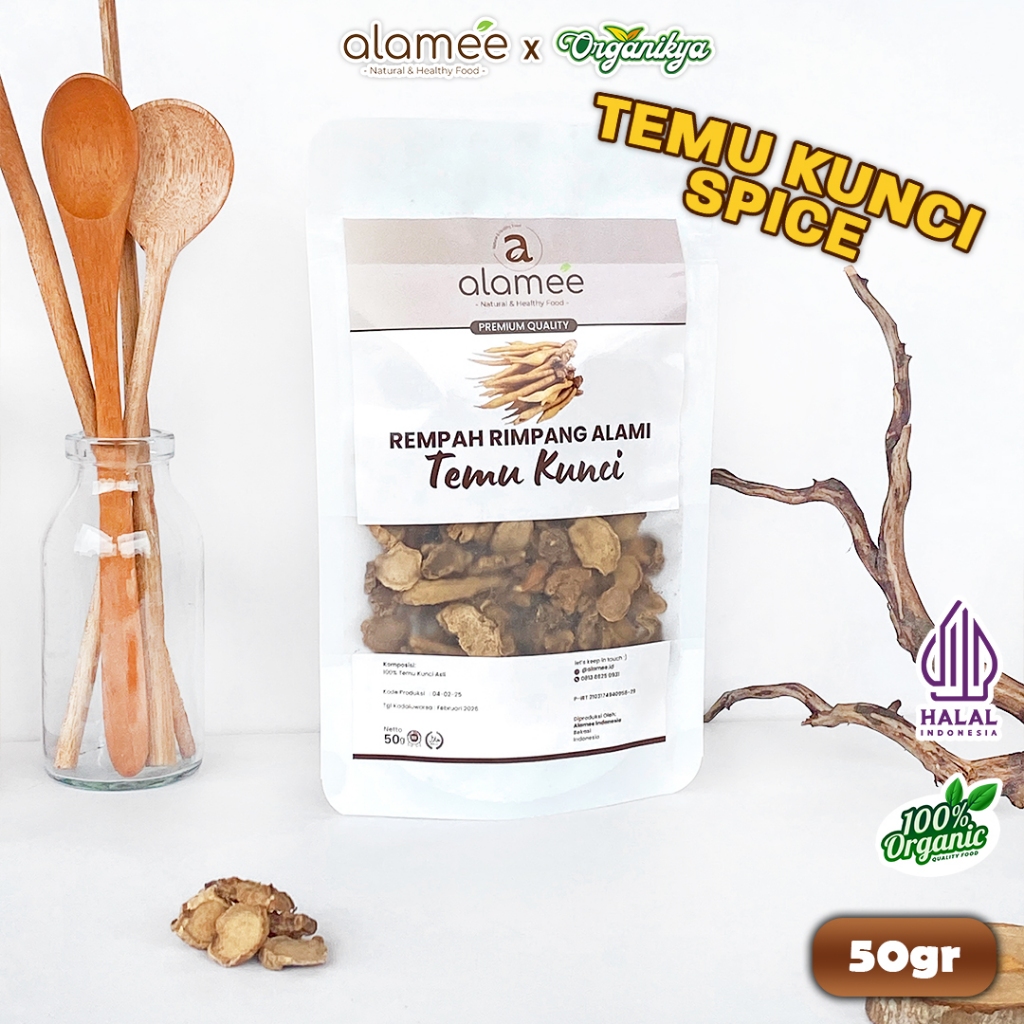 

ALAMEE Temu Kunci Kering Fingerroot Rempah Rimpang Alami Iris Bumbu Seasoning Masak 50gr organikya