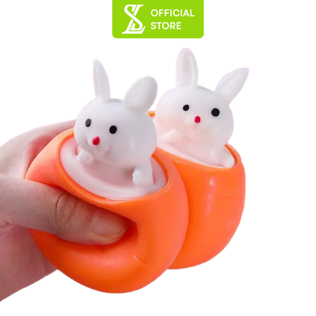 Mainan Squishy Anti Stress Kelinci Pop It Rabbit Carrot