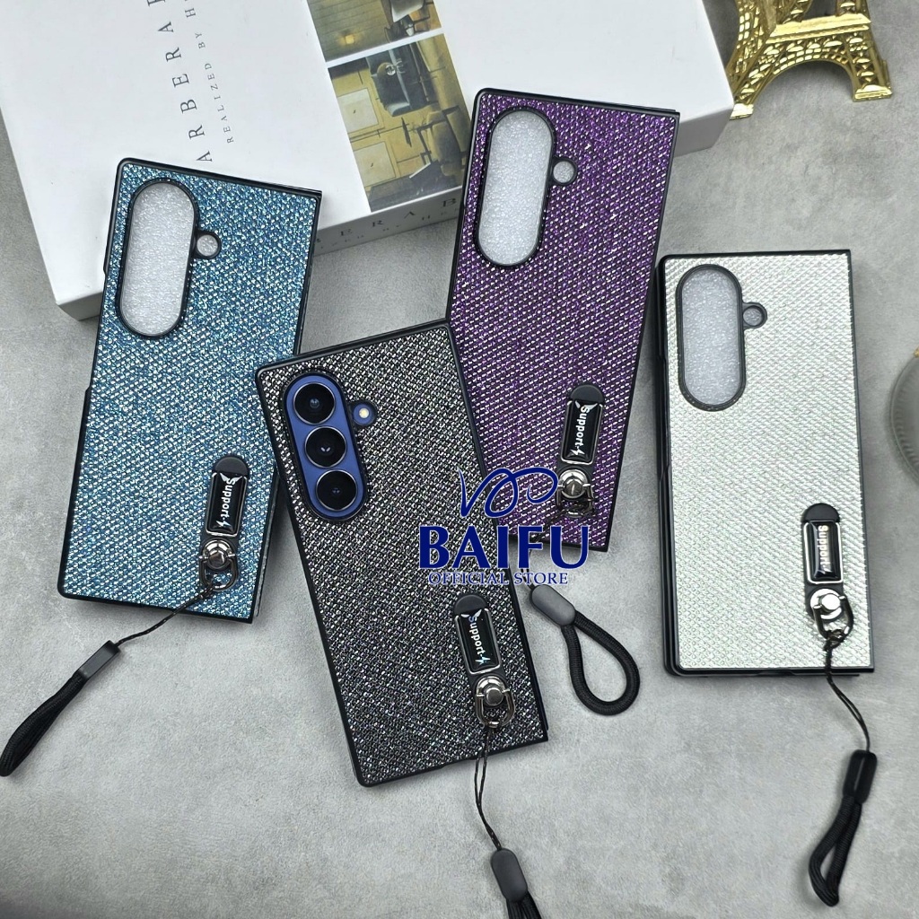 Case Samsung Z Fold 7 Z Fold 6 Z Fold 5 Z Fold 4 Z Fold 3 Case Gliter Bling Bling Lanyard Tali Wrist