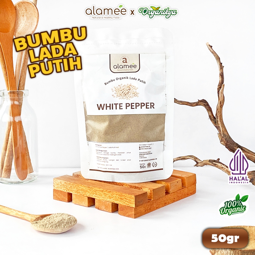 

ALAMEE Lada Putih Bubuk White Pepper Powder Merica Whitepepper Bumbu Dapur Instan 50g organikya