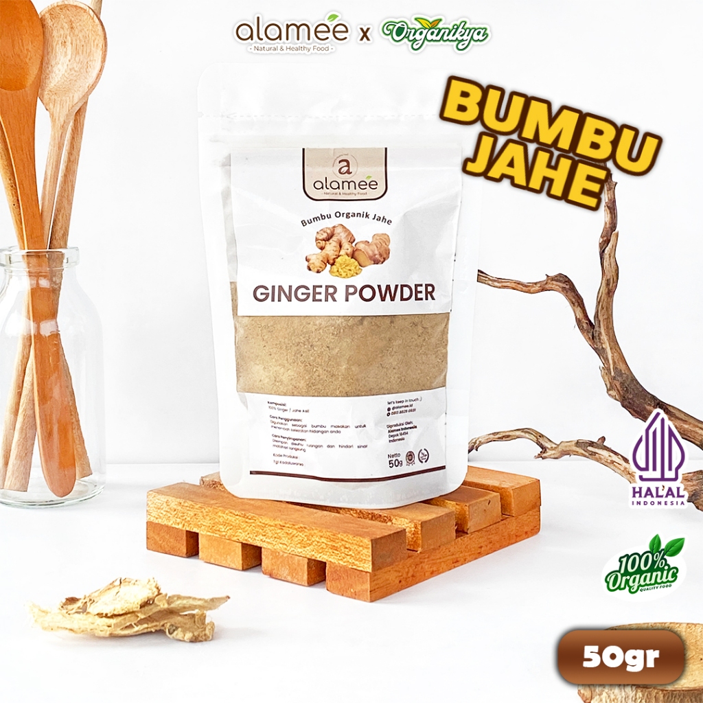 

ALAMEE Ginger Powder Jahe Putih Bubuk Minuman Herbal Bumbu Dapur Instan 50g organikya