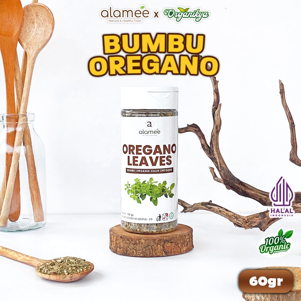 

ALAMEE Oregano Kering Dried Leaves Flakes Garnish Murni Asli Bumbu Dapur Organik 60g organikya