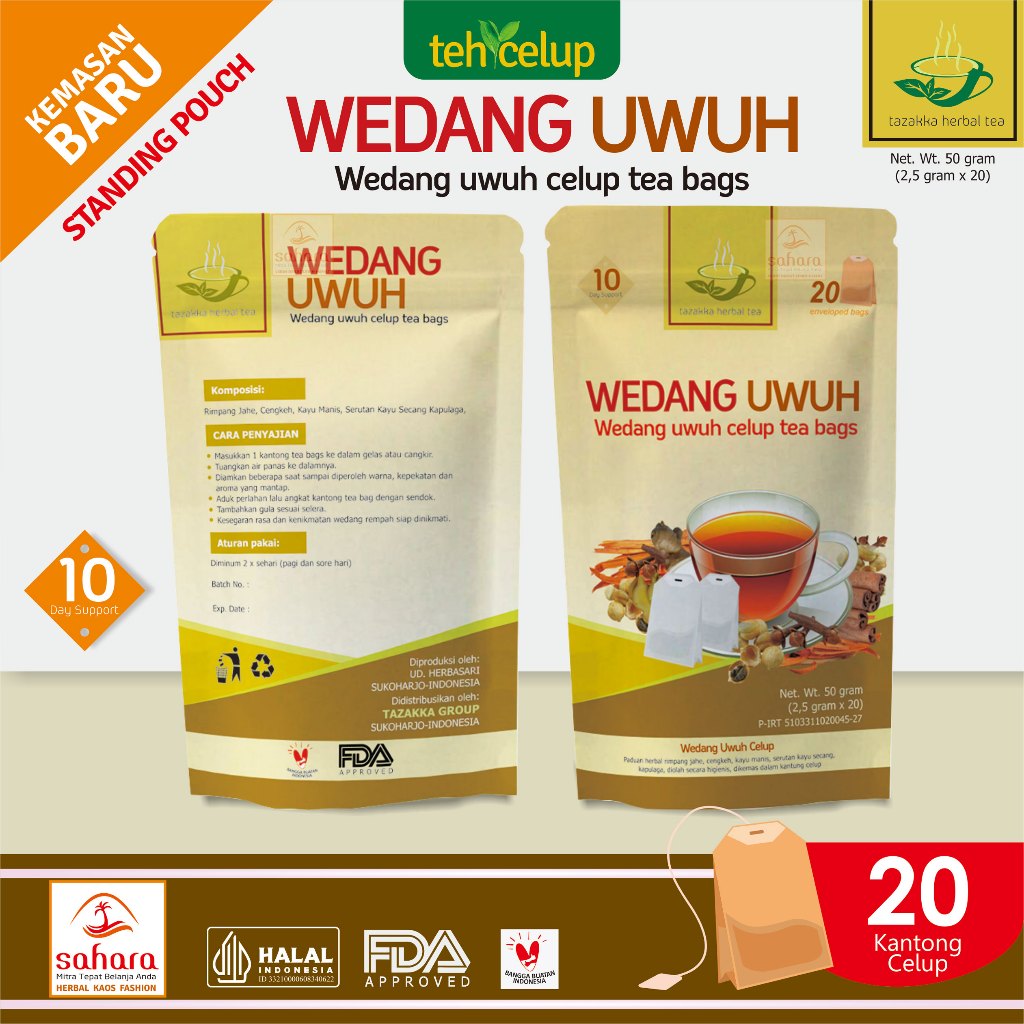 

TAZAKKA Wedang Uwuh Komplit Teh Celup Herbal Asli Original Isi 20 Kantong wedang rempah rempah alami