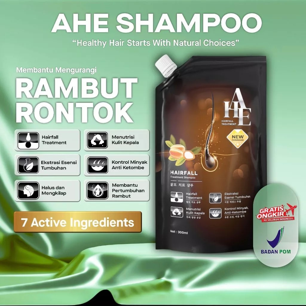 AHE Hair Fall Treatment Shampoo Refill 300 ML Shampoo Rambut Rontok Dan Anti Ketombe  AHE Shampoo Pe