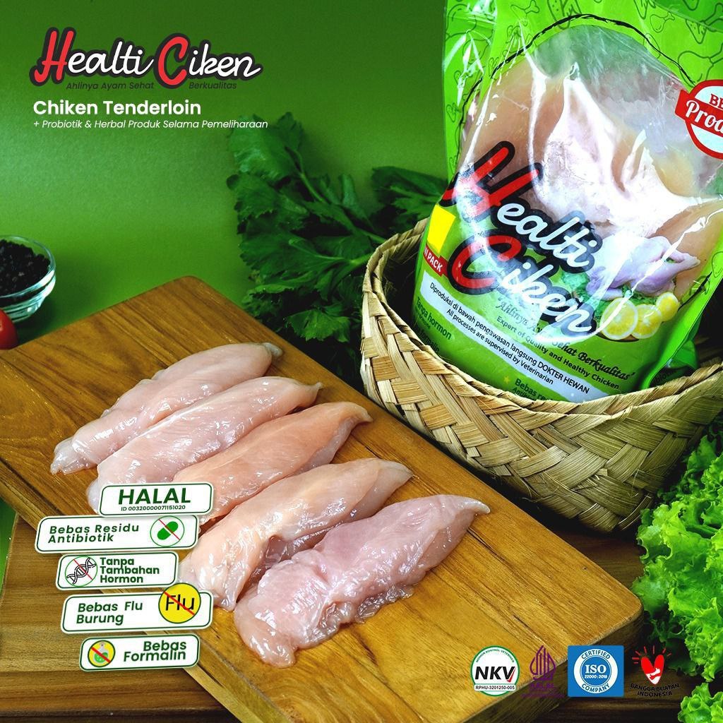 

Healti Ciken | Ayam Tenderloin Marinasi Non MSG 1000 gram - Frozen Food Ayam Sehat Siap Masak