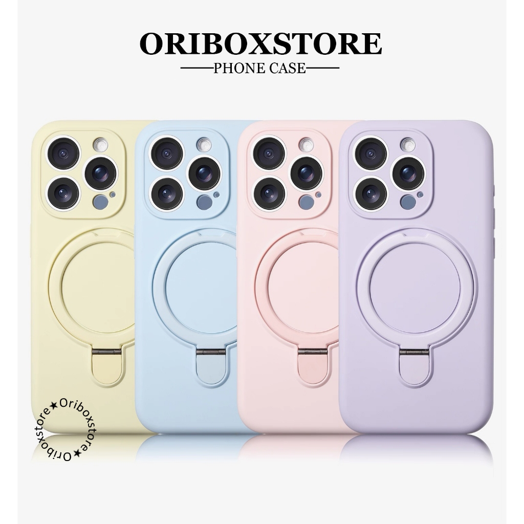 (+PACKING BOX) Bludru Folding Stand Ring Magsafe Silicone Case Compatible For Iphone 11 12 13 14 15 