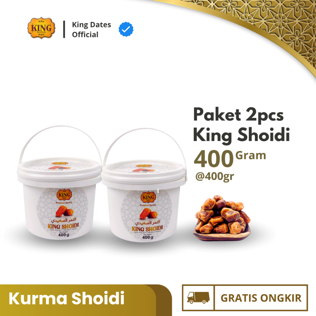 

PAKET 2 Kurma Shoidi 400gr Kurma King Shoidi Kemasa Ember