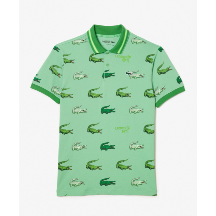 KAOS POLO Lacoste Golf SMALL Crocodile Print Polo Shirt DH5181-10 Men's Ultra Dry All-Over Pattern G